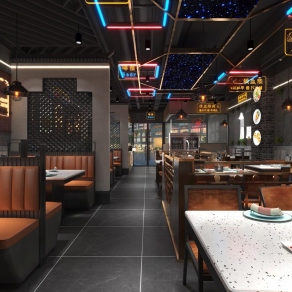 工业风烧烤店3D模型下载